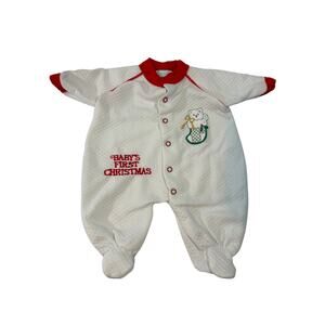 VINTAGE 1990'S BABYGRO INFANT BABY'S FIRST CHRISTMAS SLEEPWEAR - SIZE small 0-3